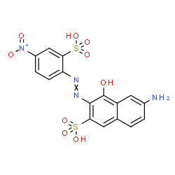 ChemSpider 2D Image | 6-Amino-4-hydroxy-3-[(4-nitro-2-sulfophenyl)diazenyl]-2-naphthalenesulfonic acid | C16H12N4O9S2