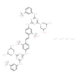 ChemSpider 2D Image | Tetrasodium 2,2'-[(E)-1,2-ethenediyl]bis[5-({4-[bis(2-hydroxypropyl)amino]-6-[(3-sulfonatophenyl)amino]-1,3,5-triazin-2-yl}amino)benzenesulfonate] | C44H48N12Na4O16S4