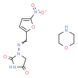 ChemSpider 2D Image | 1-{[(5-Nitro-2-furyl)methylene]amino}-2,4-imidazolidinedione - morpholine (1:1) | C12H15N5O6