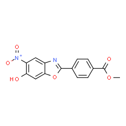 ChemSpider 2D Image | Methyl 4-(5'-nitro-6'-hydroxylbenzoxazol-2-yl)benzate | C15H10N2O6