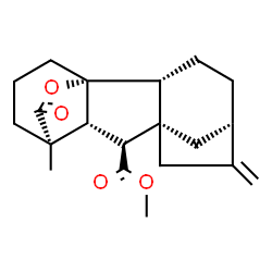 ChemSpider 2D Image | Methyl (1R,2R,8R,9S,10R,11R)-11-methyl-6-methylene-16-oxo-15-oxapentacyclo[9.3.2.1~5,8~.0~1,10~.0~2,8~]heptadecane-9-carboxylate | C20H26O4