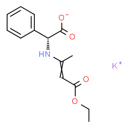ChemSpider 2D Image | Potassium (2R)-[(4-ethoxy-4-oxo-2-buten-2-yl)amino](phenyl)acetate | C14H16KNO4