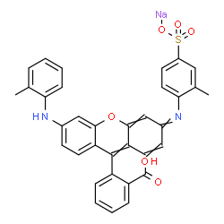 ChemSpider 2D Image | Sodium 4-({9-(2-carboxyphenyl)-6-[(2-methylphenyl)amino]-3H-xanthen-3-ylidene}amino)-3-methylbenzenesulfonate | C34H25N2NaO6S