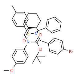 ChemSpider 2D Image | tert-butyl N-[(Z)-[(2R)-2-[(R)-[(4-bromophenyl)methyl-(p-tolylsulfinyl)amino]-phenyl-methyl]cyclohexylidene]methyl]-N-(4-methoxyphenyl)carbamate | C40H45BrN2O4S