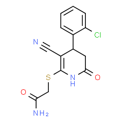 ChemSpider 2D Image | acetamide, 2-[[4-(2-chlorophenyl)-3-cyano-4,5-dihydro-6-hydroxy-2-pyridinyl]thio]- | C14H12ClN3O2S