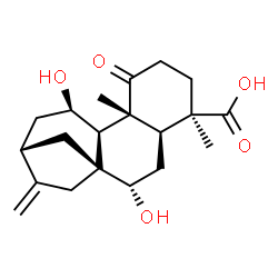 ChemSpider 2D Image | (5beta,7beta,8alpha,9beta,10alpha,11alpha,13alpha)-7,11-Dihydroxy-1-oxokaur-16-en-18-oic acid | C20H28O5