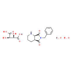 ChemSpider 2D Image | (2R,3R)-2,3-Dihydroxysuccinic acid - (4aS,7aR)-6-benzyltetrahydro-1H-pyrrolo[3,4-b]pyridine-5,7(2H,6H)-dione hydrate (1:1:2) | C18H26N2O10