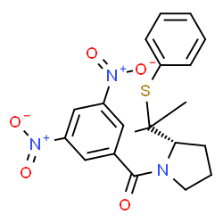 ChemSpider 2D Image | (3,5-Dinitrophenyl){(2S)-2-[2-(phenylsulfanyl)-2-propanyl]-1-pyrrolidinyl}methanone | C20H21N3O5S