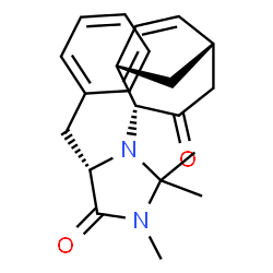 ChemSpider 2D Image | (5S)-5-Benzyl-2,2,3-trimethyl-1-[(1S,2R,5S)-3-oxobicyclo[3.2.1]oct-6-en-2-yl]-4-imidazolidinone | C21H26N2O2