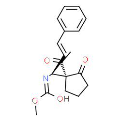 ChemSpider 2D Image | Methyl {(1S,2E)-1-[(1S)-1-acetyl-2-oxocyclopentyl]-3-phenyl-2-propen-1-yl}carbamate | C18H21NO4