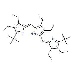 ChemSpider 2D Image | 2,5-Bis{(Z)-[3,4-diethyl-5-(2-methyl-2-propanyl)-2H-pyrrol-2-ylidene]methyl}-3,4-diethyl-1H-pyrrole | C34H51N3