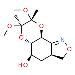ChemSpider 2D Image | (3aS,5R,5aS,7R,8R,9aS)-7,8-Dimethoxy-7,8-dimethyl-3,3a,4,5,5a,7,8,9a-octahydro[1,4]dioxino[2,3-g][2,1]benzoxazol-5-ol | C13H21NO6
