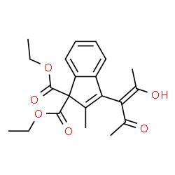 ChemSpider 2D Image | Diethyl 3-[(2Z)-2-hydroxy-4-oxo-2-penten-3-yl]-2-methyl-1H-indene-1,1-dicarboxylate | C21H24O6