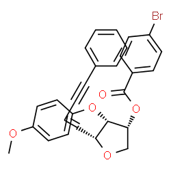 ChemSpider 2D Image | (3R,4S,5R)-4-(4-Methoxyphenoxy)-5-(4-phenyl-1-buten-3-yn-1-yl)tetrahydro-3-furanyl 4-bromobenzoate | C28H23BrO5
