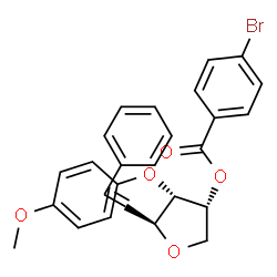 ChemSpider 2D Image | 3,6-Anhydro-5-O-(4-bromobenzoyl)-1,2-dideoxy-4-O-(4-methoxyphenyl)-1-phenyl-D-ribo-hex-1-enitol | C26H23BrO5