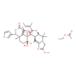 ChemSpider 2D Image | (4R,4aR,6aR,9S,11R,11aR,12R,12aR)-12-Acetoxy-4-(3-furyl)-6a,12a-dihydroxy-9-(2-methoxy-2-oxoethyl)-4a,8,10,10-tetramethyl-2-oxo-4a,5,6,6a,9,10,11,11a,12,12a-decahydro-2H,4H-pyrano[4,3-a]xanthen-11-yl 
(2E)-2-methyl-2-butenoate - ethyl acetate (1:1) | C38H50O14