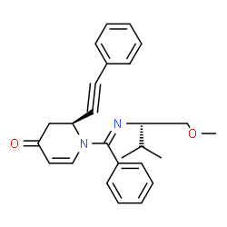 ChemSpider 2D Image | (2S)-1-[(E)-{[(2S)-1-Methoxy-3-methyl-2-butanyl]imino}(phenyl)methyl]-2-(phenylethynyl)-2,3-dihydro-4(1H)-pyridinone | C26H28N2O2