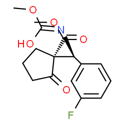 ChemSpider 2D Image | Methyl (1R)-1-{(S)-(3-fluorophenyl)[(methoxycarbonyl)amino]methyl}-2-oxocyclopentanecarboxylate | C16H18FNO5