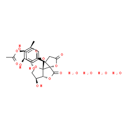 ChemSpider 2D Image | (2S,3R,3a'R,6'S,6a'R)-6'-Hydroxy-3-(4-hydroxyphenyl)-2',5-dioxotetrahydro-3H-spiro[furan-2,3'-furo[3,2-b]furan]-3a'(5'H)-yl 4-O-acetyl-6-deoxy-beta-D-galactopyranoside tetrahydrate | C23H34O17