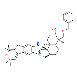 ChemSpider 2D Image | (1R,2S,4aS,5S,6R,8aR)-1-[(Benzyloxy)methyl]-6-(hydroxymethyl)-1,4a,5-trimethyl-5-[(8aS)-6,6,8,8-tetramethyl-6,8,8a,9-tetrahydro-1H-pyrano[3',4':4,5]cyclopenta[1,2-f]indol-2-yl]decahydro-2-naphthalenol | C40H53NO4
