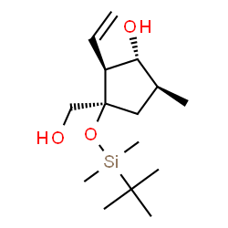 ChemSpider 2D Image | (1R,2S,3R,5S)-3-{[Dimethyl(2-methyl-2-propanyl)silyl]oxy}-3-(hydroxymethyl)-5-methyl-2-vinylcyclopentanol | C15H30O3Si