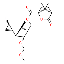 ChemSpider 2D Image | (2S,3R,4S)-4-[(1R,2R)-2-Iodocyclopropyl]-3-(methoxymethoxy)-2-methylpentyl (1S,4R)-4,7,7-trimethyl-3-oxo-2-oxabicyclo[2.2.1]heptane-1-carboxylate | C21H33IO6