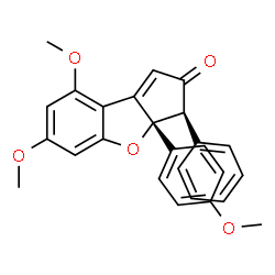 ChemSpider 2D Image | (3S,3aR)-6,8-Dimethoxy-3a-(4-methoxyphenyl)-3-phenyl-3,3a-dihydro-2H-benzo[b]cyclopenta[d]furan-2-one | C26H22O5