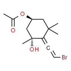 ChemSpider 2D Image | (1S,3R)-4-(2-Bromoethenylidene)-3-hydroxy-3,5,5-trimethylcyclohexyl acetate | C13H19BrO3