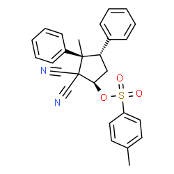ChemSpider 2D Image | (1R,3R,4S)-2,2-Dicyano-3-methyl-3,4-diphenylcyclopentyl 4-methylbenzenesulfonate | C27H24N2O3S