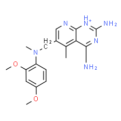 ChemSpider 2D Image | 2,4-Diamino-6-{[(2,4-dimethoxyphenyl)(methyl)amino]methyl}-5-methylpyrido[2,3-d]pyrimidin-1-ium | C18H23N6O2
