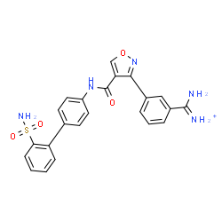ChemSpider 2D Image | Amino(3-{4-[(2'-sulfamoyl-4-biphenylyl)carbamoyl]-1,2-oxazol-3-yl}phenyl)methaniminium | C23H20N5O4S