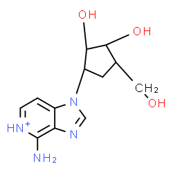 ChemSpider 2D Image | 4-Amino-1-[2,3-dihydroxy-4-(hydroxymethyl)cyclopentyl]-1H-imidazo[4,5-c]pyridin-5-ium | C12H17N4O3