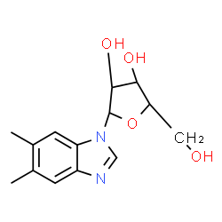 ChemSpider 2D Image | 5,6-Dimethyl-1-pentofuranosyl-1H-benzimidazole | C14H18N2O4