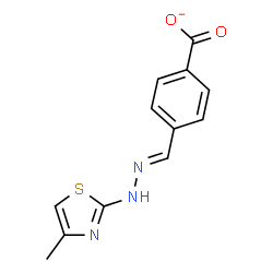 ChemSpider 2D Image | 4-{(E)-[(4-Methyl-1,3-thiazol-2-yl)hydrazono]methyl}benzoate | C12H10N3O2S