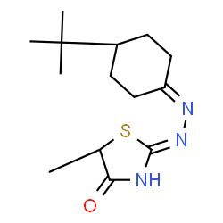 ChemSpider 2D Image | (2Z)-5-Methyl-2-{[4-(2-methyl-2-propanyl)cyclohexylidene]hydrazono}-1,3-thiazolidin-4-one | C14H23N3OS