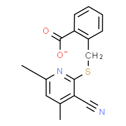 ChemSpider 2D Image | 2-{[(3-Cyano-4,6-dimethyl-2-pyridinyl)sulfanyl]methyl}benzoate | C16H13N2O2S