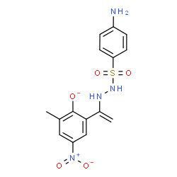 ChemSpider 2D Image | 2-(1-{2-[(4-Aminophenyl)sulfonyl]hydrazino}vinyl)-6-methyl-4-nitrophenolate | C15H15N4O5S