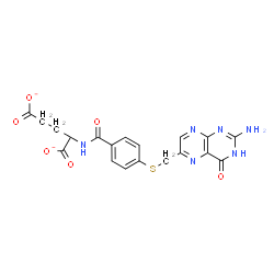 ChemSpider 2D Image | 2-[(4-{[(2-Amino-4-oxo-3,4-dihydro-6-pteridinyl)methyl]sulfanyl}benzoyl)amino]pentanedioate | C19H16N6O6S