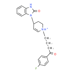 ChemSpider 2D Image | 1-[4-(4-Fluorophenyl)-4-oxobutyl]-4-(2-oxo-2,3-dihydro-1H-benzimidazol-1-yl)-1,2,3,4-tetrahydropyridinium | C22H23FN3O2