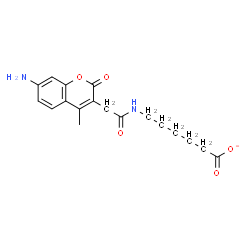 ChemSpider 2D Image | 6-{[(7-Amino-4-methyl-2-oxo-2H-chromen-3-yl)acetyl]amino}hexanoate | C18H21N2O5