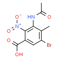 ChemSpider 2D Image | 3-Acetamido-5-bromo-4-methyl-2-nitrobenzoic acid | C10H9BrN2O5
