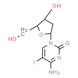 ChemSpider 2D Image | 4-Amino-1-(2-deoxypentofuranosyl)-5-iodo-2(1H)-pyrimidinone | C9H12IN3O4