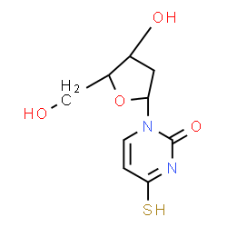 ChemSpider 2D Image | 1-(2-Deoxypentofuranosyl)-4-sulfanyl-2(1H)-pyrimidinone | C9H12N2O4S