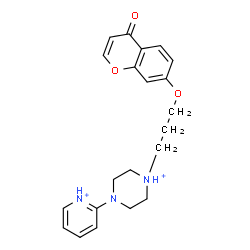 ChemSpider 2D Image | 1-{3-[(4-Oxo-4H-chromen-7-yl)oxy]propyl}-4-(2-pyridiniumyl)piperazin-1-ium | C21H25N3O3