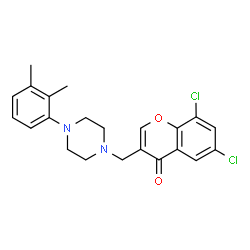 ChemSpider 2D Image | 6,8-Dichloro-3-{[4-(2,3-dimethylphenyl)-1-piperazinyl]methyl}-4H-chromen-4-one | C22H22Cl2N2O2