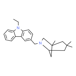ChemSpider 2D Image | 9-Ethyl-3-[(1,3,3-trimethyl-6-azabicyclo[3.2.1]oct-6-yl)methyl]-9H-carbazole | C25H32N2
