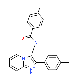 ChemSpider 2D Image | 3-[(4-Chlorobenzoyl)amino]-2-(4-methylphenyl)imidazo[1,2-a]pyridin-1-ium | C21H17ClN3O