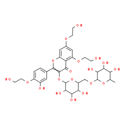 ChemSpider 2D Image | 5,7-Bis(2-hydroxyethoxy)-2-[3-hydroxy-4-(2-hydroxyethoxy)phenyl]-4-oxo-4H-chromen-3-yl 6-O-(6-deoxyhexopyranosyl)hexopyranoside | C33H42O19