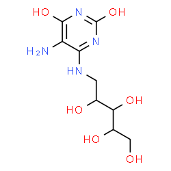 ChemSpider 2D Image | 1-[(5-Amino-2,6-dioxo-1,2,3,6-tetrahydro-4-pyrimidinyl)amino]-1-deoxypentitol | C9H16N4O6