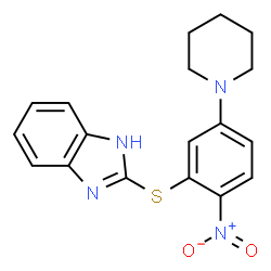 ChemSpider 2D Image | 2-{[2-Nitro-5-(1-piperidinyl)phenyl]sulfanyl}-1H-benzimidazole | C18H18N4O2S